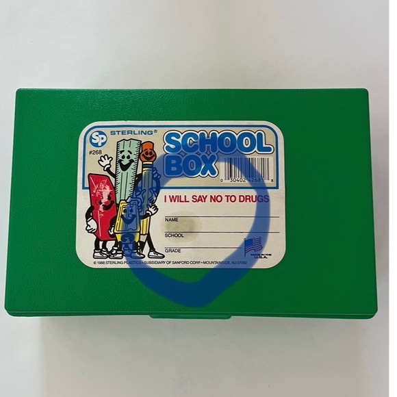 Sterling Plastic Vintage 1988 Green School Box Plastic Pencil Case - Picture 5 of 5